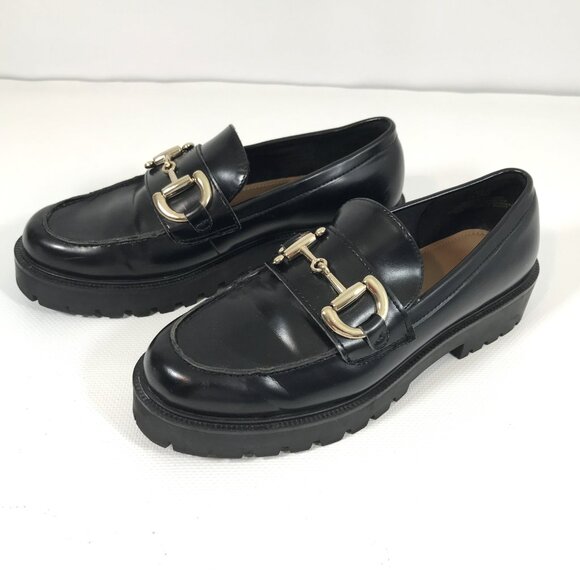 H&M Horsebit Buckle Loafers Lug Sole Black Women 9 - Picture 9 of 13